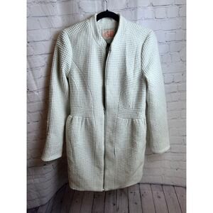 GB Textured Knit Topper Jacket Full‎ Zip Long Sleeve Cream Size M